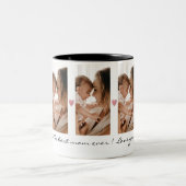 5フォトコラージュピンクグリッターハート最高のマムエバー ツートーンマグカップ (中央)