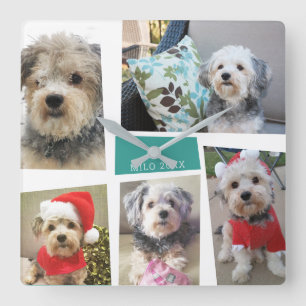 5フォトコラージュミファンキーッドセンチュリーアンモダングルズ スクエア壁時計