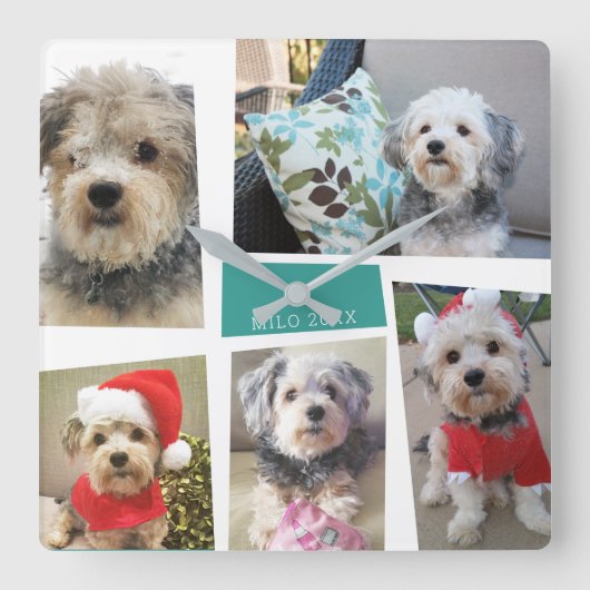 5フォトコラージュミファンキーッドセンチュリーアンモダングルズ スクエア壁時計 (正面)