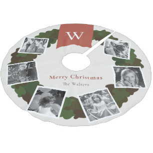 5フォトコラージュリースモノグラムブルゴーニュ ブラッシュドポリエステルツリースカート