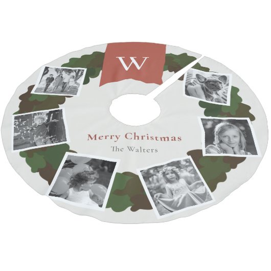 5フォトコラージュリースモノグラムブルゴーニュ ブラッシュドポリエステルツリースカート (アングル)