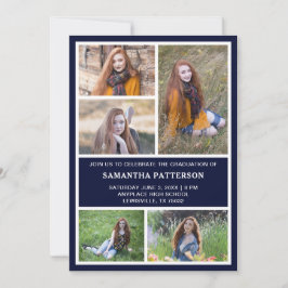 5フォトコラージュ卒業式招待状 カード