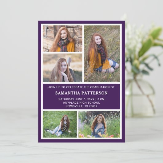 5フォトコラージュ卒業式招待状 カード (スタンド正面)