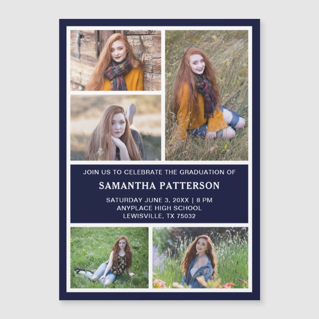 5フォトコラージュ卒業招待状磁気カード (正面)