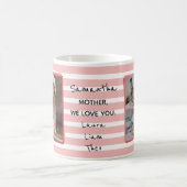 5フォトコラージュ母の日ピンクのストライプコフ コーヒーマグカップ (中央)