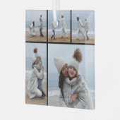 5フォトコラージュ私たちの初めてのクリスマス結婚のカップル ガラスオーナメント (正面左)