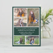 5フォトコラージュ緑と白の卒業 招待状 (スタンド正面)