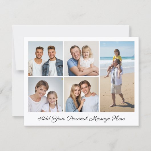 5フォトコラージュ自分の挨拶を追加フラット カード (正面)