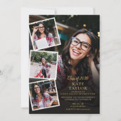 5フォトコラージュ金ゴールド卒業パーティー 招待状 (正面)