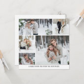 5フォトコラージュNewlyweds 結婚's Squareありがとう カード (正面/裏面インサイチュ)