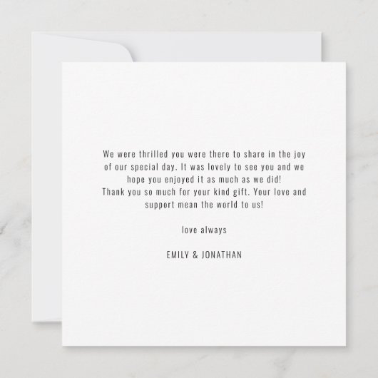 5フォトコラージュNewlyweds 結婚's Squareありがとう カード (裏面)