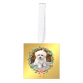 5フォトゴールドフォイルカスタムクリスマスリースキューブ キューブオーナメント (正面)