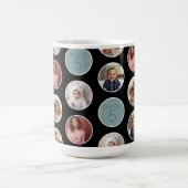 5フォトサークル縁どコラージュ-白黒 コーヒーマグカップ (中央)