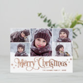 5フォトスパークルクリスマスグリーティングバラ金ゴールド 箔シーズンカード (立ち正面)