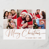 5フォトスパークルクリスマスグリーティングバラ金ゴールド 箔シーズンカード (正面)