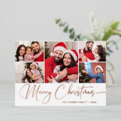 5フォトスパークルクリスマスグリーティングバラ金ゴールド 箔シーズンカード (立ち正面)