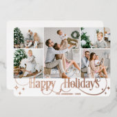 5フォトスパークルメリークリスマスバラ金ゴールド 箔シーズンカード (正面/裏面)