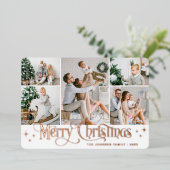 5フォトスパークルメリークリスマスバラ金ゴールド 箔シーズンカード (立ち正面)