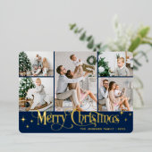 5フォトスパークルメリークリスマス金ゴールド 箔シーズンカード (立ち正面)
