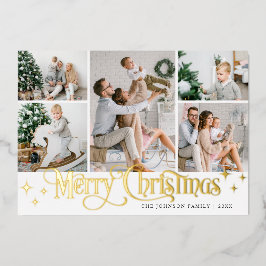 5フォトスパークルメリークリスマス金ゴールド 箔シーズンカード