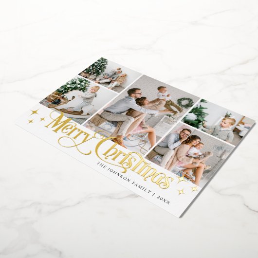 5フォトスパークルメリークリスマス金ゴールド 箔シーズンカード (回転した状態)