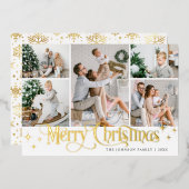 5フォトスパークルメリークリスマス金ゴールド 箔シーズンカード (正面/裏面)