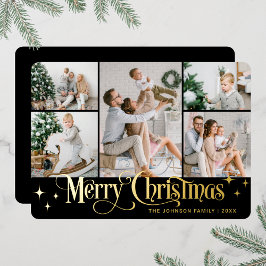 5フォトスパークルメリークリスマス金ゴールド 箔シーズンカード