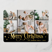 5フォトスパークルメリークリスマス金ゴールド 箔シーズンカード (正面)