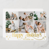 5フォトスパークルメリークリスマス金ゴールド 箔シーズンカード (正面/裏面)