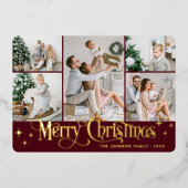5フォトスパークルメリークリスマス金ゴールド 箔シーズンカード (正面)
