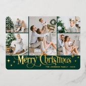 5フォトスパークルメリークリスマス金ゴールド 箔シーズンカード (正面)