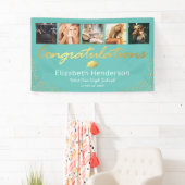 5フォトティール（緑がかった色）金ゴールド卒業パーティー 横断幕 (インサイチュ)