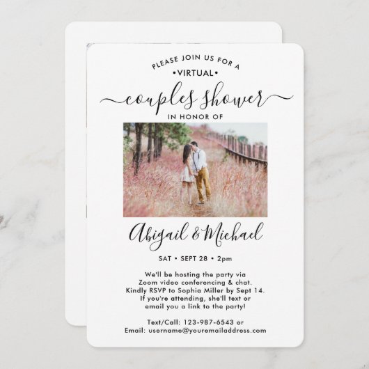 5フォトバーチャルカップルブライダルシャワーbyメール 招待状 (正面/裏面)