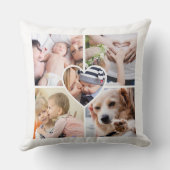 5フォトパーソナライズされたコラージュハート写真 クッション (裏面)