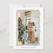 5フォトピンクボウグリーンガーランドクリスマスフォト シーズンカード (正面)