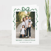 5フォトフェスティバルセージ緑のクリスマスリボン シーズンカード (正面)