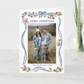 5フォトフェスティバルダスティブルークリスマスリボン シーズンカード (正面)