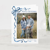 5フォトフェスティバルダスティブルークリスマスリボン シーズンカード (正面)