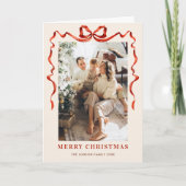 5フォトフェスティバルボホレッドクリスマスリボン シーズンカード (正面)