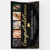 5フォトブラック金ゴールド卒業パーティー 横断幕 (縦)