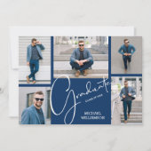 5フォトブルーの卒業発表 招待状 (正面)