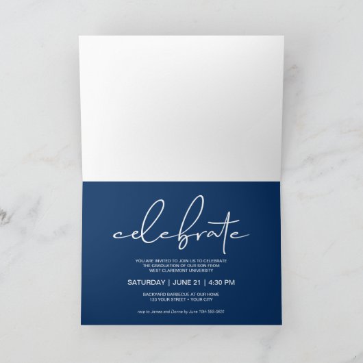 5フォトブルー卒業 招待状 (内部)