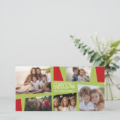 5フォトホリデーコラージュレトロジョイと平和 – ライム シーズンカード (スタンド正面)