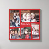 5フォトホリデーコラージュレトロジョイ&ピースグリーン キャンバスプリント (正面)