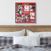 5フォトホリデーコラージュレトロジョイ&ピースグリーン キャンバスプリント (インサイチュ (寝室))