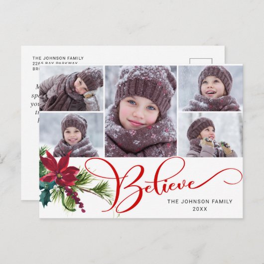 5フォトポイエレガントンセチア信じス シーズンポストカード (正面/裏面)