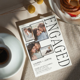 5フォトモダンコラージュ白黒婚約 案内状