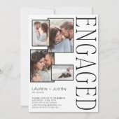 5フォトモダンコラージュ白黒婚約 案内状 (正面)