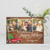 5フォトレトロクリスマスレッドトラックのグリーティ素朴ング シーズンカード (スタンド正面)