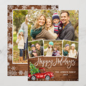 5フォトレトロクリスマスレッドトラックのグリーティ素朴ング シーズンカード (正面/裏面)